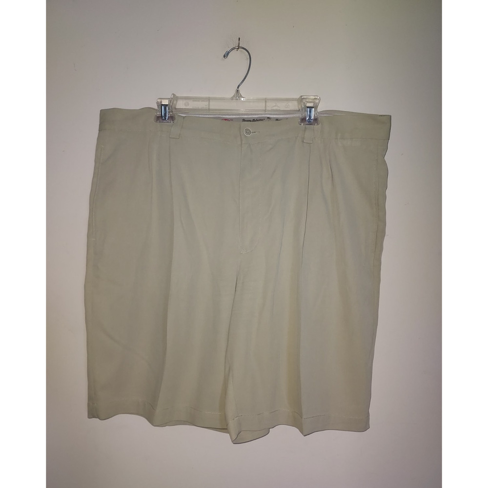 Tommy Bahama Men's Silk Shorts 40 Pleated Relax Button Zipper Beach Beige